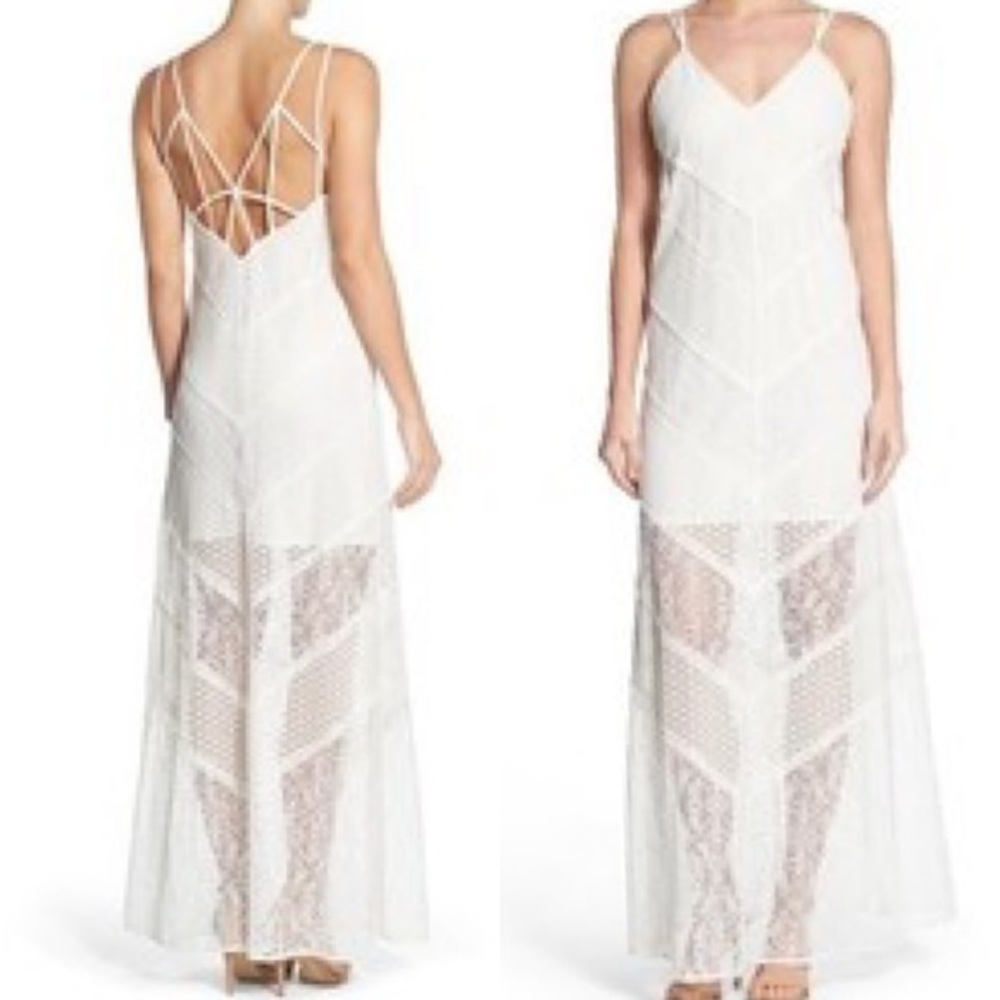 Adlyn Rae White Lace Maxi Dress